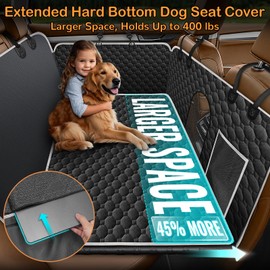 Mancro Back Seat Extender for Dogs with Detachable Mat,Hard Bottom Car Seat Cover for Dogs Supports 400lbs, Waterproof Dog Car Seat Cover for Back Seat, 600D Scratch-Proof Dog Hammock for Car,Black