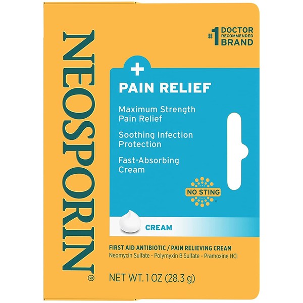 Neosporin + Pain Relief Cream Maximum Strength 1 Ounce (Pack of 2)