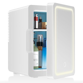 Mini Fridge 6L for Bedroom, Makeup Little Refrigerator with LED Light Portable Cosmetic Fridge for Dorm and Office, Desk Personal Cooler for Beauty Skincare Product and Food, White