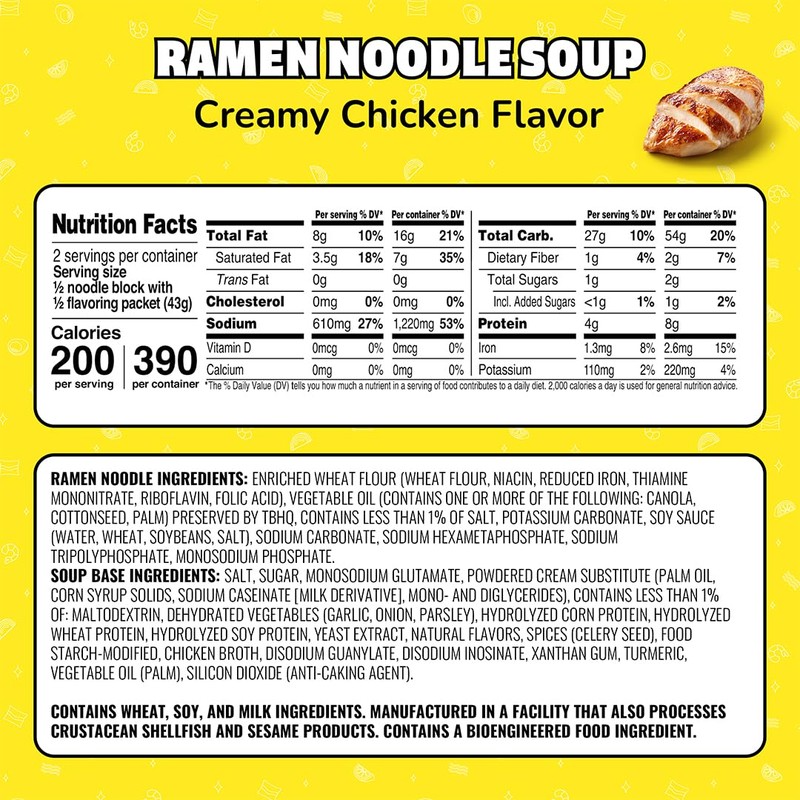 Maruchan Ramen Creamy Chicken, Instant Ramen Noodles, Ready to Eat