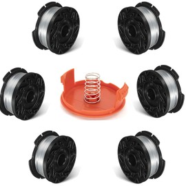 6PCS Trimmer Spool Line with 1 Strimmer Spool Cover, Compatible with Black+Decker Grass Trimmer Replace A6485 A6481 AF-100 ST5530-GB GLC3630L20-GB STC1820PC-GB BESTA530-GB BESTA525-GB
