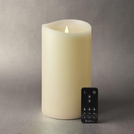 Softflame Flameless LED Candles with Remote Control, 5"x 9.5"Flickering 3D Moving Flame Battery Operated Candles in Real Wax Shell for Indoor Use, Home Decor Ivory