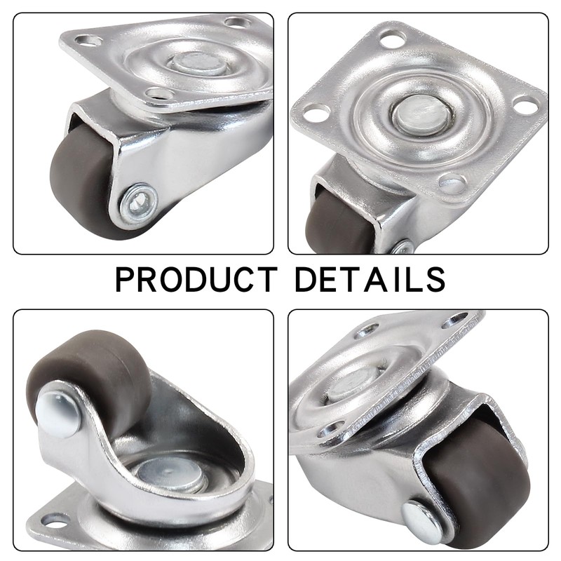Murtenze Mini Swivel Caster Wheels - 8PCS, 1/2 inch Diameter,