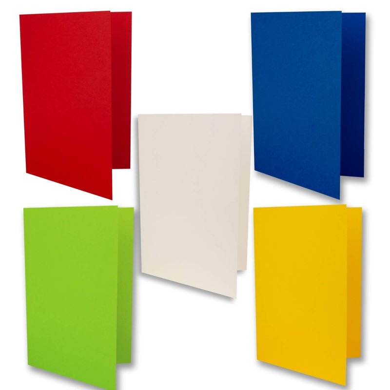 50 x Coloured Folding Cards Blank with Envelope and Inserts