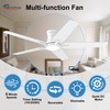 POCHFAN 52 Inch White Ceiling Fans With Lights and Remote,