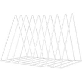 Triangle File Storage Holder Racks - Iron Desktop Magazine Organizer Metal Newspapers Folders, 9 Slot Vinyl Record Stand Holder for Office Table Desk Bookshelf Home Decoration, White