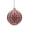 Vickerman 673980-4" Red/White Felt Snowflake Ball Christmas Tree Ornament (2