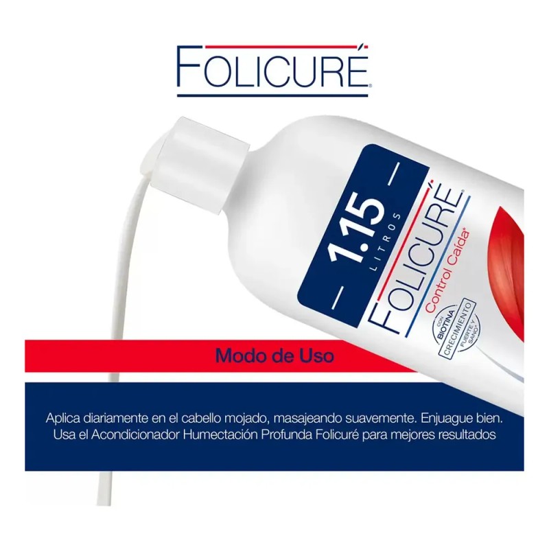 Shampoo Folicure Original Control Caída Con Biotina 1.15 Litros