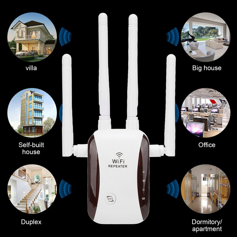 WiFi Range Extender 300Mbps 4 Antennas Wireless Signal Repeater Amplifier