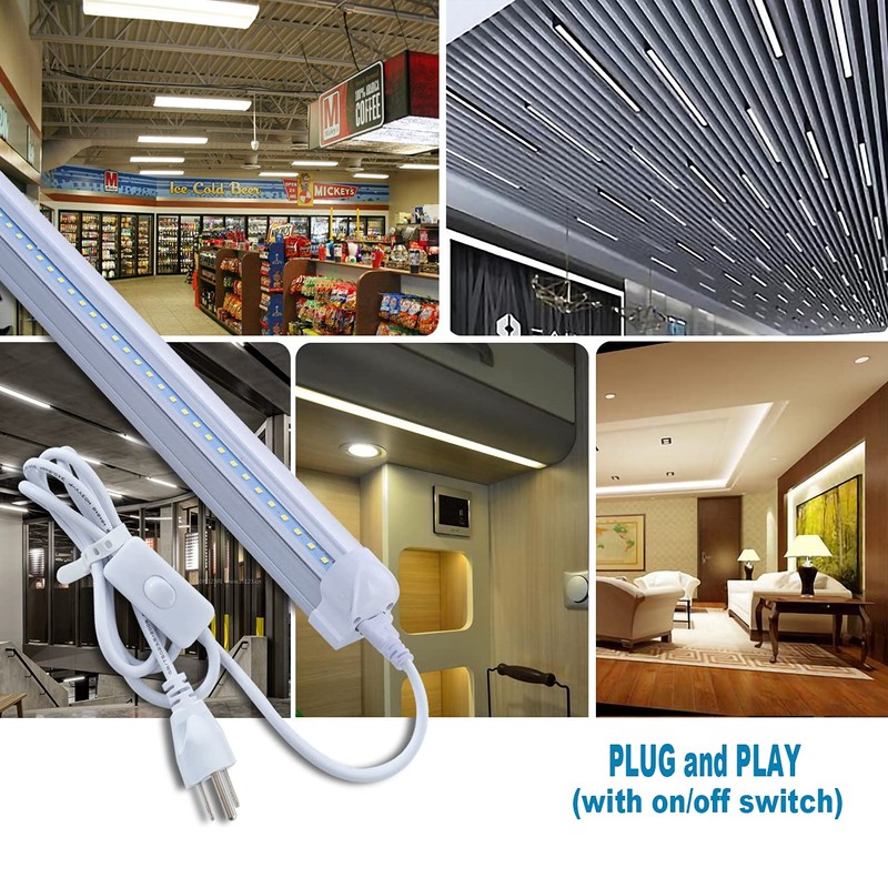 WAHADI 8 Pack 4FT LED Shop Light 24W 4 Foot