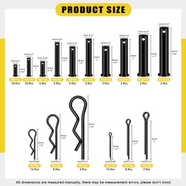 Mardatt 100Pcs Carbon Steel Clevis Pin Cotter Pin R Pin Assortment Kit, Include 10 Sizes M5 M6 M8 M10 M12 Flat Head Single Hole Clevis Pins and M2 M3 M4 Split Cotter Pins/ R Clips