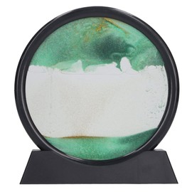 Moving Sand Art Picture, Round Glass 3D Deep Sea Sandscape in Motion Display, Quicksand Painting Decor, Relaxing Desktop Toy for Kids, Adults, Home and Office Decor (Green)