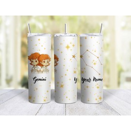 Mugzan GEMINI Zodiac Stainless Steel Skinny 20 Oz Tumbler With Lid & Straw by Mugzan