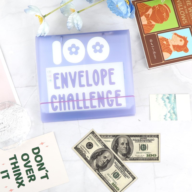 100 Envelopes Money Saving Challenge, Saving Challenge Binder,PortableEnvelopes Challenge Binder