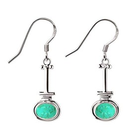 2.35 Cts Natural Turquoise Silver Plated Handmade Dangle Earrings For Women, Green Stone December Birthstone Dangle Earrings