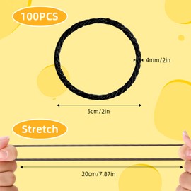 MOSTFUN Pack of 100 Women's Hair Bobbles, 4.5 cm Braid Bobbles Girls, Hair Bobbles Without Metal, Ponytail Holder, Hair Accessories, 2 mm Small Elastic Hair Bobbles for Girls, Women, Men (Black)
