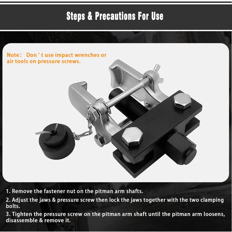 BOVIEER Heavy Duty Pitman Arm Puller with Adapter, Adjustable Jaws