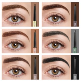Apooliy 6pcs Waterproof Eyebrow Pencils with Brush,Long Lasting Brow Pen,Brow Definer,Creates Natural Looking Brows Effortlessly