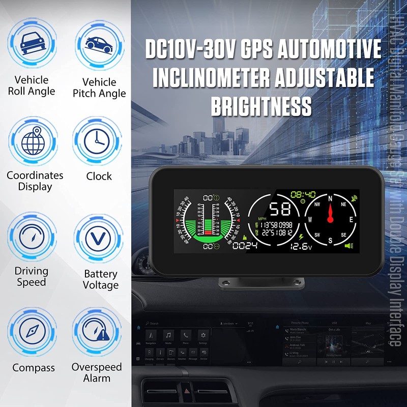 MOTOCOCHE GPS Digital Inclinometer Car Digital Inclinometer for Off-Road Vehicles,