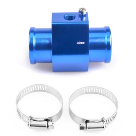 ZHSYMX Aluminum Water Temp Joint Pipe Water Temp Meter Temperature Gauge Joint Pipe Radiator Sensor Adaptor Clamps Blue 30mm