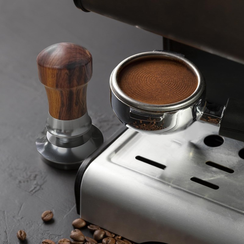 HOLIHOKY Coffee Tamper 51mm, Spring Loaded 51mm Tamper, Self Leveling
