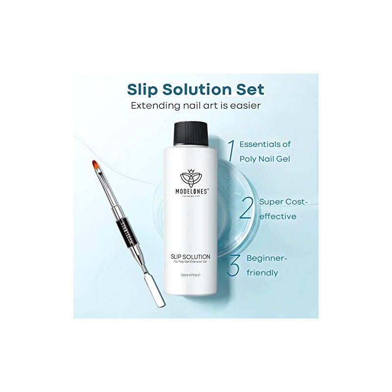 Modelones Polygel Slip Solution Kit 120 ml with Dual-Ended Nail