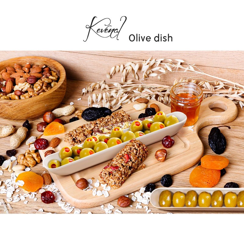 Kevenal Olive Boat Tray, 13'' White Olive Plate Long Narrow