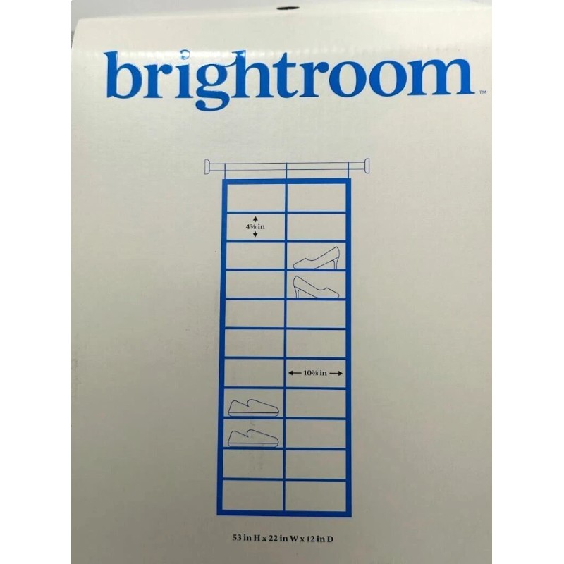 Brightroom Hanging Shoe Organizer Light Gray 44 Pockets - New