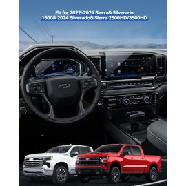 LANTU Silverado 1500 Accessories for 2022-2024 Chevy Silverado/GMC Sierra 1500& 2024 Silverado/Sierra 2500HD 3500HD 13.4'' Navigation Screen Protector+12.3'' Dashboard Protector Film Tempered Glass