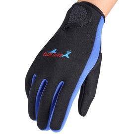 Snorkeling Gloves, 1 Pair Neoprene Thermal Wetsuit Gloves Five Finger Diving Gloves for Diving Snorkeling Kayaking Surfing and All Water Activities (L-dark blue)
