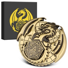 7-in-1 Flying Dragon Fingertip Gyro, DND Wheel Dice Spiner, DND Starter Set, 7-in-1 Metal D&D Dice Set, D&D Gifts with Dragon Logo Gift Box, Tabletop Games, Role Playing Board Game Accessories, Bronze