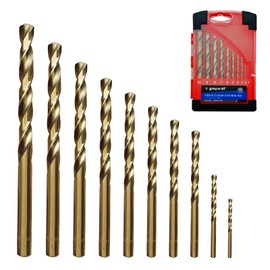Greywolf Cobalt Drill Bit Set, M35 HSS Metal Drill Bit Set, 135° for Hardened Metal, Stainless Steel, Cast Iron, Wood and Plastic, with Indexed Storage Box (Diameter 1-10 mm) 10-Piece