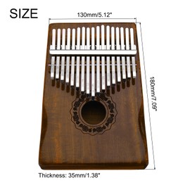 MECCANIXITY 17 Keys Thumb Piano, Brown Mini Portable Finger Piano Solid Koa-Wood with Square Packaging Box, Tune Hammer, Sheet Music Study Instruction for Gift Adults Beginners Professional