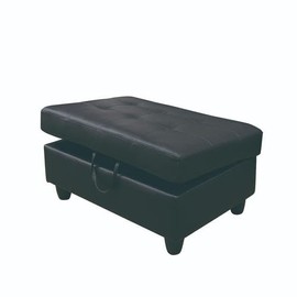 Ocstta Leather Ottoman for Living Room/Bed Room, Hydraulic Rod Ottoman, Black Leather Ottoman