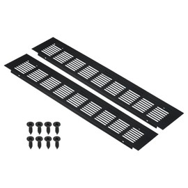 PATIKIL 16 x 3 Inch Door Air Vent Cover, 2pcs Aluminum Grille Ventilation Cover Louvered with Mounting Screws for Cabinet Wardrobe Door, Black