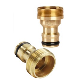 LuojinLuoda 2 Pcs Indoor Garden Hose Pipe Adapter for Kitchen Mixer Tap with 2 Sealing Washers - 22mm Female 24mm Male Threaded Hose Connector, Brass Fittings for Kitchen Tap Mixer & Bathroom Sink