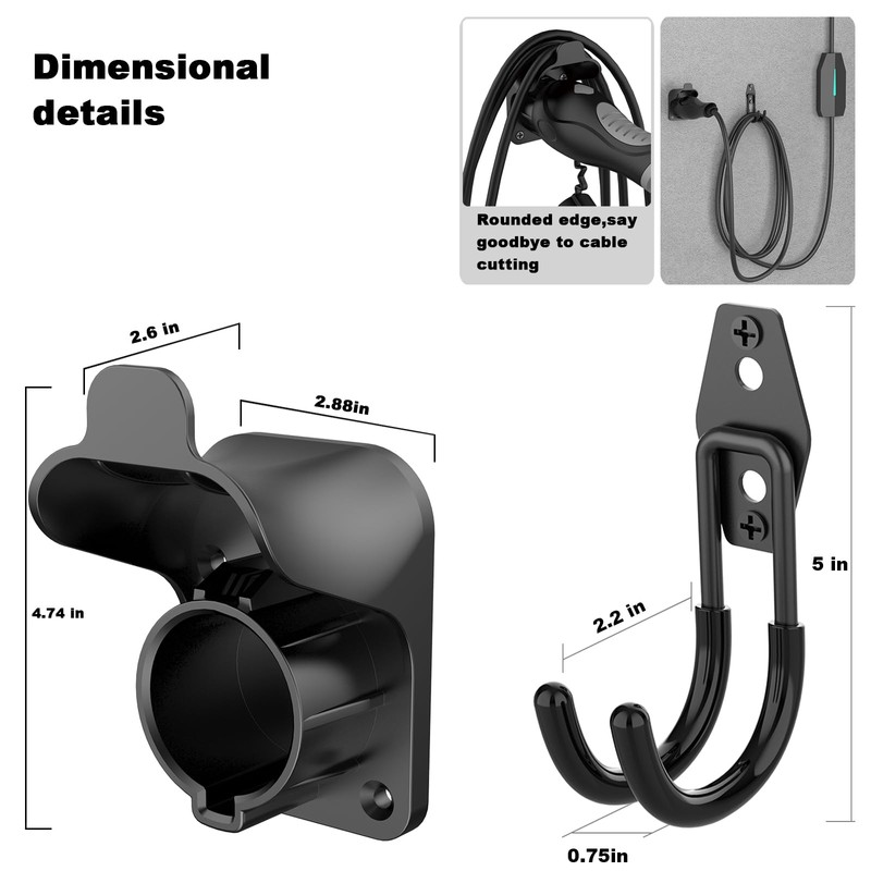 EV Charger Holder Wall Mount J1772 Charging Cable Organizer Heavy