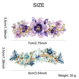 Pack of 4 Fancy Delicate Flowers Butterfly Leaf Rhinestone Glitter Sparkling Metal Hair Clips Snap Hair Clips Handle Hair Pins Clamp Thick Hair Ponytail Bun Chignon Holder for Women