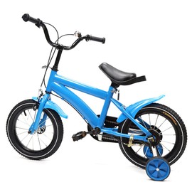 14" Kids' Bicycles, Childrens Bicycle High Carbon Steel Frame Bicycle Seat Adjustable with Training Wheels and Hand Brakes, Earthquake Resistance for Boys & Girls to Exercise and Ride (Blue)