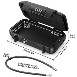 Portable Safe, Waterproof, 4 Digit Combination Code Security Box, Outdoor Security Safe with 6 mm Thick Removable Wire Rope, Secures Valuables when Travel, Beach, Camping, Office, Cars