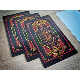 Metaphoracle Blank Tarot Cards with Design on Back - DIY Deck of 80 Cards to Create Your Own Oracle Tarot Deck - Sacred Geometry Design with Metallic Gold Foil - 4.75 inches x 2.75 inches (Red)