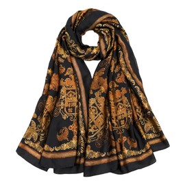QIUTIMIY Large Silk Feeling Scarf Fashion Stain Scarves for Women Lightweight Sunscreen Floral Shawl Wraps(Style6)
