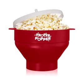 The Original Proper Popper Microwave Popcorn Popper, Silicone Popcorn Maker, Collapsible Bowl BPA Free & Dishwasher Safe - (Ruby Red)