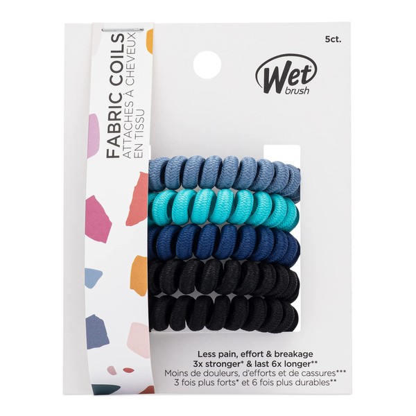 Wet Brush Fabric Coils Hair Scrunchies for Women & Girls - 5 Count, Solid Colors - Suitable for All Hair Types - Pain-Free Hair Accessories Perfect for Long Lasting Braids, Ponytails and More