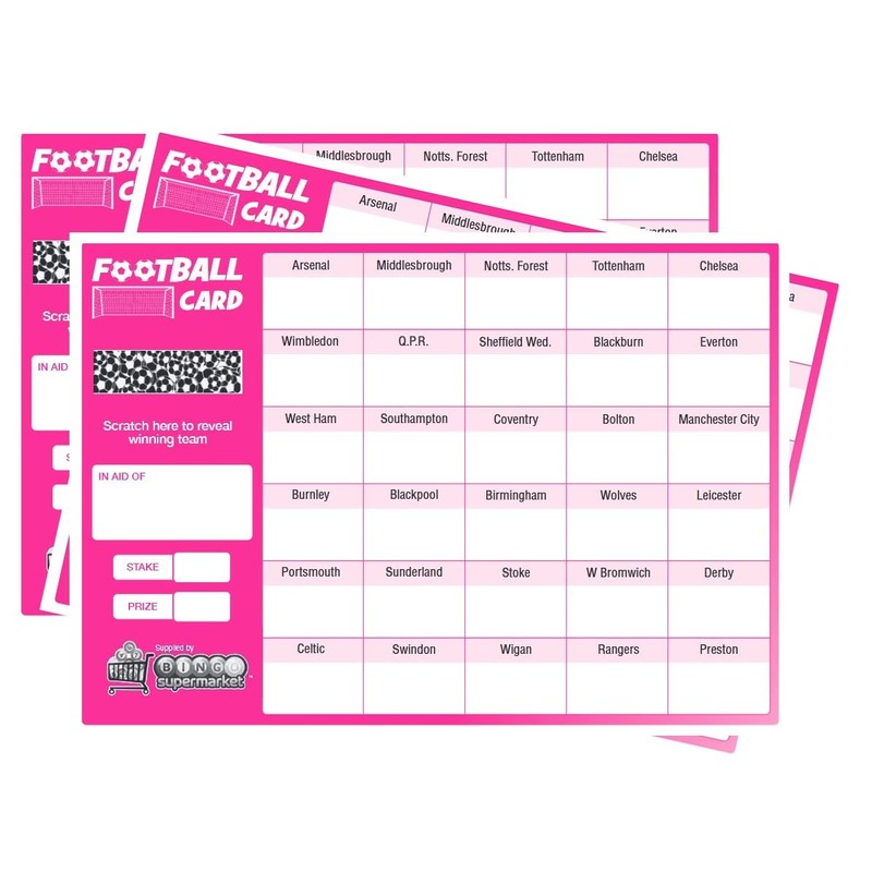Bingosupermarket Football Fundraising Scratch Cards (30 Team) A5 Size 10
