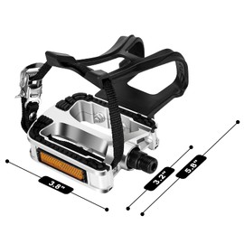 VIEWALL Bike Pedals Toe Cages - 9/16" Spin Bike Pedal with Straps and Toe Clips for Outdoor Cycling and Indoor Exercise Bike, Replacement Alloy Multi-Purpose Bicycle Pedals
