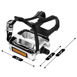 VIEWALL Bike Pedals Toe Cages - 9/16" Spin Bike Pedal with Straps and Toe Clips for Outdoor Cycling and Indoor Exercise Bike, Replacement Alloy Multi-Purpose Bicycle Pedals