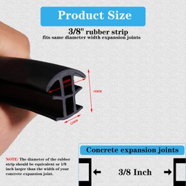 Concrete Expansion Joint Filler, 3/8" Expansion Joint Repair Replacement, Concrete Crack Repair, Backer Rod, Flexible Foam Rubber Seal, Rubber Strip for Sidewalk, Driveway, Walkway, Doors, Windows