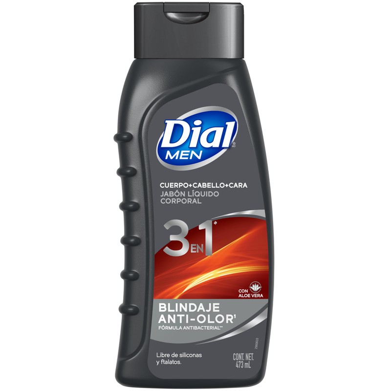 DIAL Jabón líquido corporal para Caballero, 473ml, 3 en 1