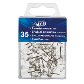 TSI 48310 Push Pins Pack of 35 Clear